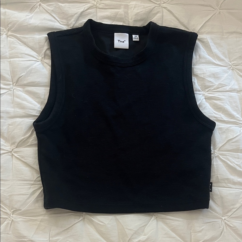 TNA Black Waffle Knit Tank